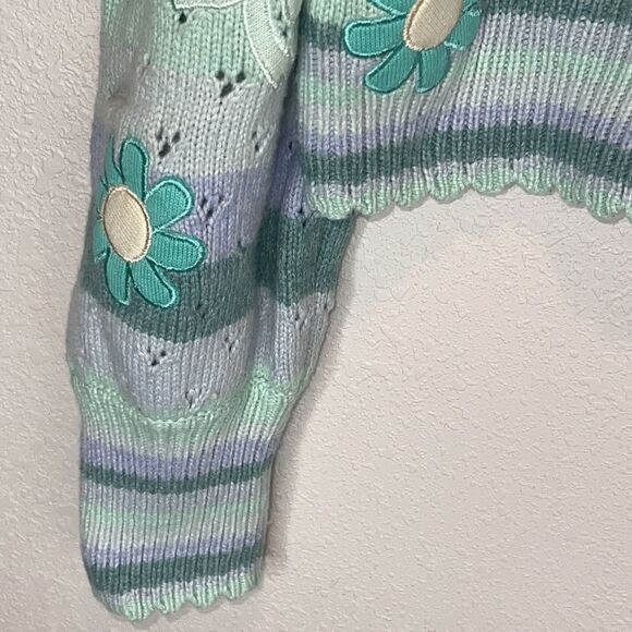 NWT LoveShackFancy Vesper Cropped Cardigan Mint Julep Multi Size Medium - Picture 6 of 16